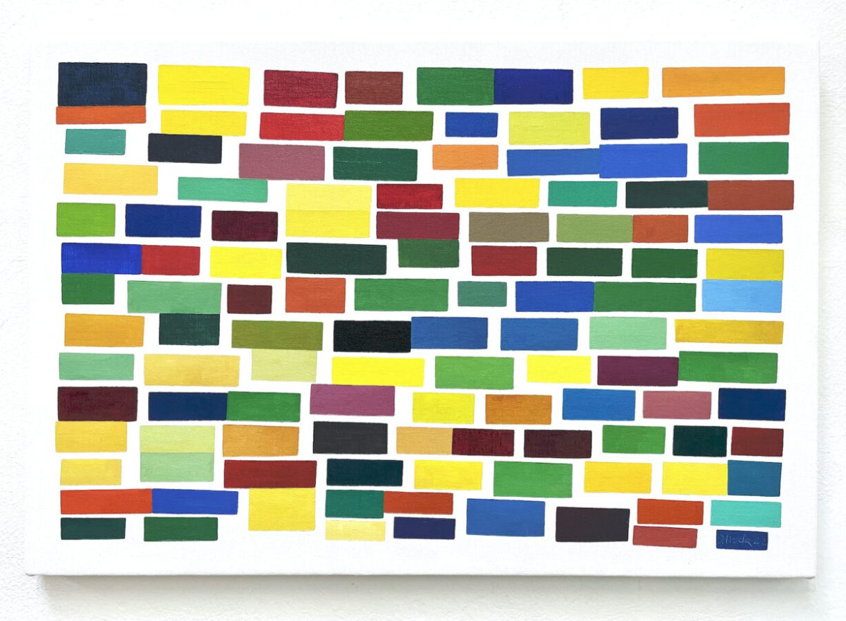 Ines Hock, LB-2022 -1  Dieses Bild dient als Ausgangsbild für die Bildfindung neuer Leinwandbilder. Es ist das "Ur-Bild" LB 2022 -1  43 cm x 63,5 cm, Ölfarbe auf Leinwand