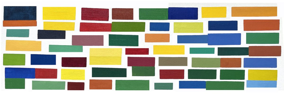 Ines Hock, Die 1. Variante ist dicht am Original. Der Ausschnitt des Urbildes ist auf die Größe der Leinwand vergrößert. Dadurch ist  der obere Teil des Ur-Bildes auf die virtuelle Leinwand übertragen.