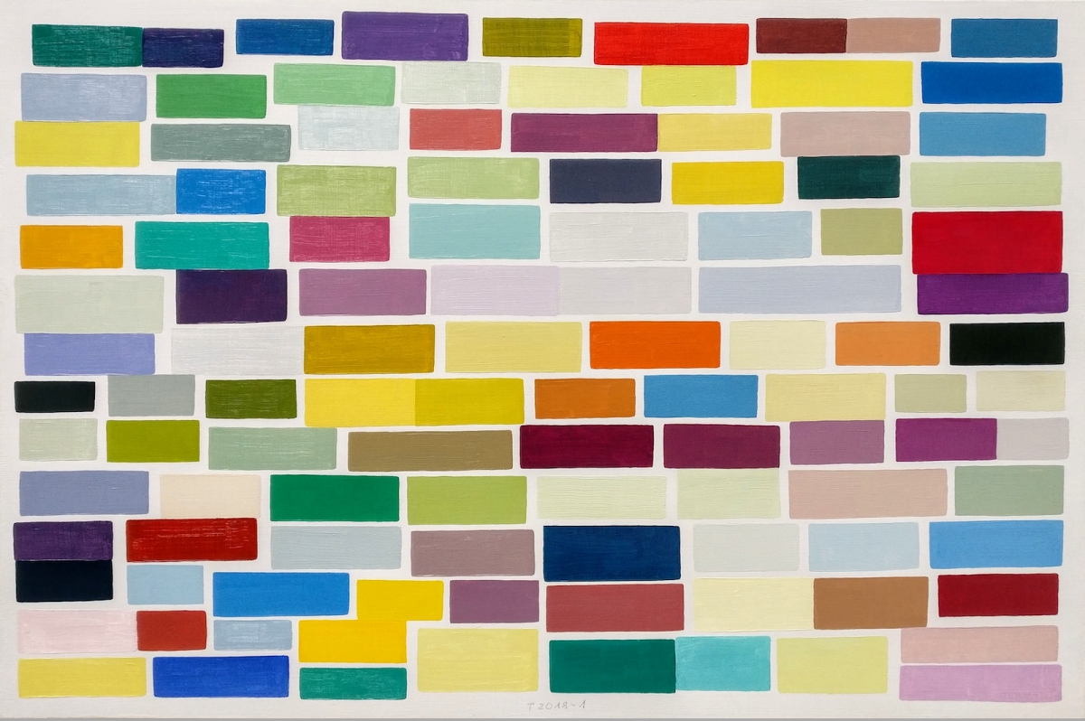 Ines Hock, T 2018 -1 Ölfarbe auf MDF Tafel, 26,5 x 40 cm