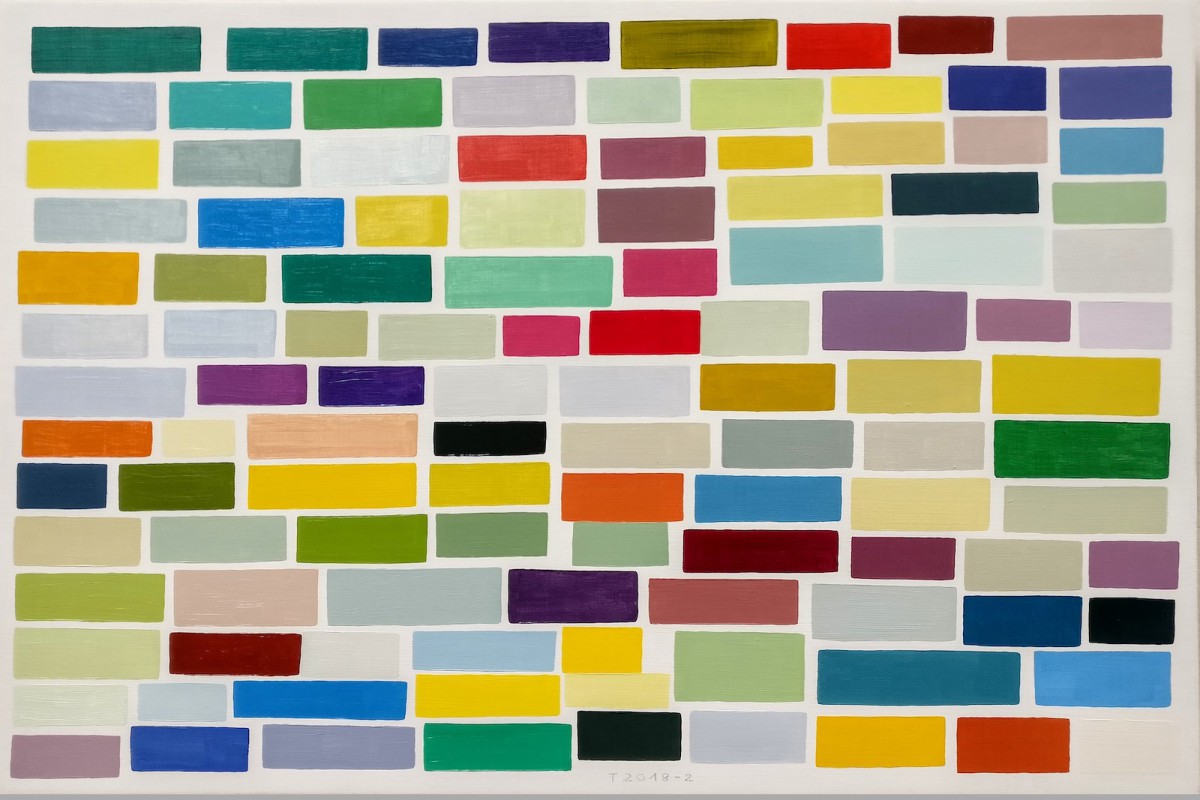 Ines Hock, T 2018 -2 Ölfarbe auf MDF Tafel, 26,5 x 40 cm