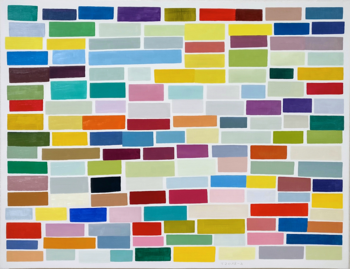 Ines Hock, T 2018 -3 Ölfarbe auf MDF Tafel, 35 x 45 cm