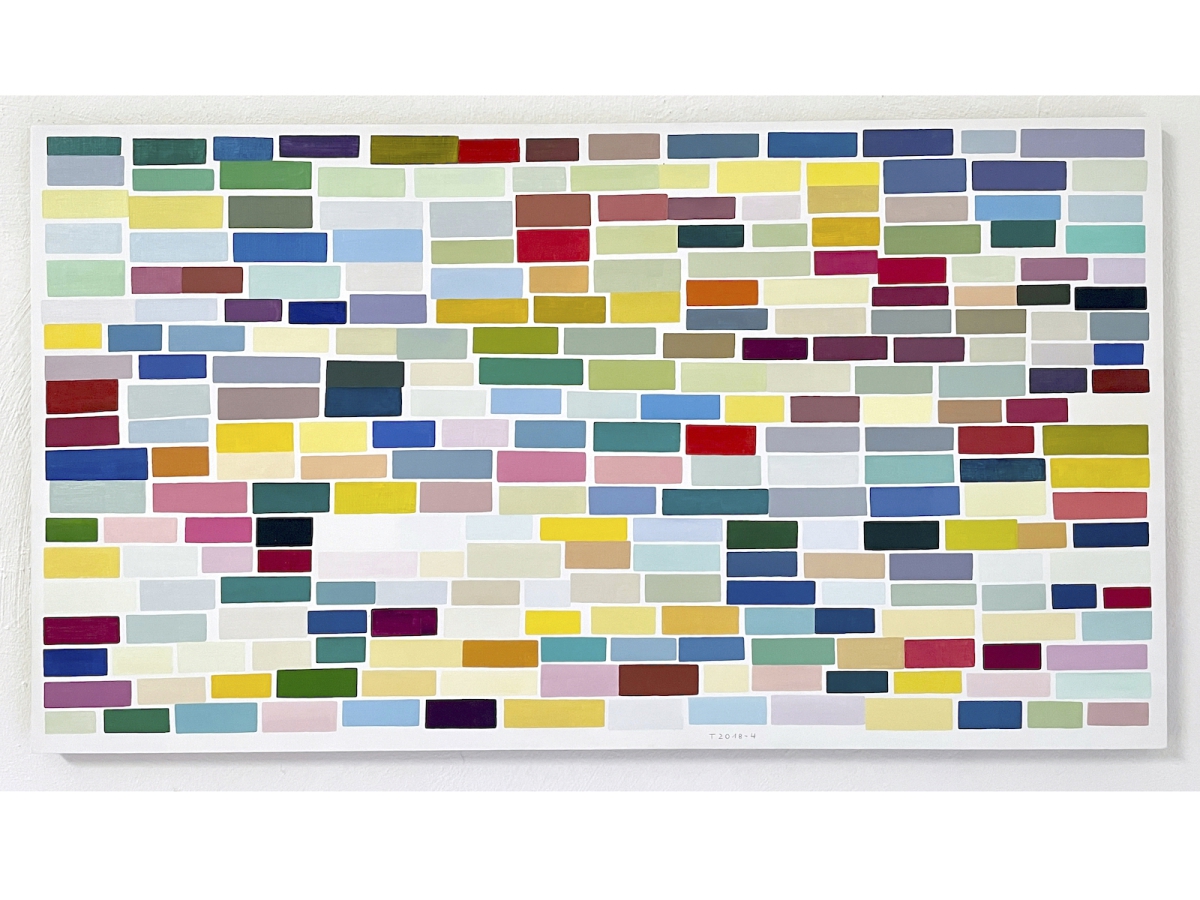 Ines Hock, T 2018 -4 Ölfarbe auf MDF Tafel 38,5 x 69 cm