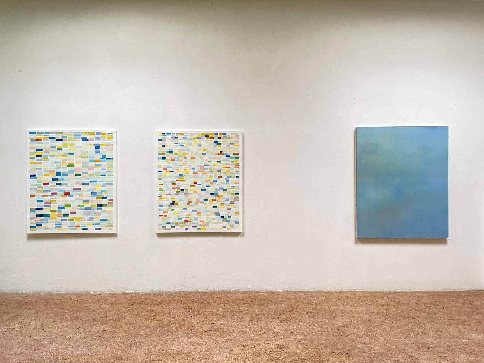 Ines Hock, LB 2021 -1  ELIM    LB 2021 -2  PALU  Ölfarbe  120 x 100 cm    LB 2009 -2   132 x 106 cm  |  Atelieransicht