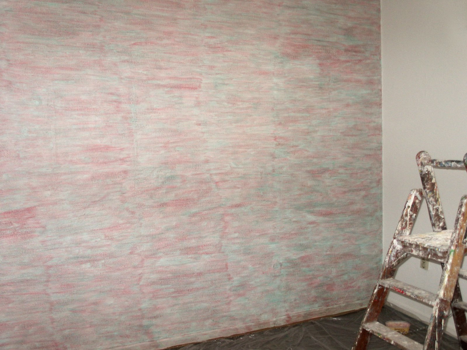 Ines Hock, Farbraum, 2002, Galerie Schütte; Phthalogrün und Cadmiumrot in Acrylemulsion, ca 3,2 x 3,5 m