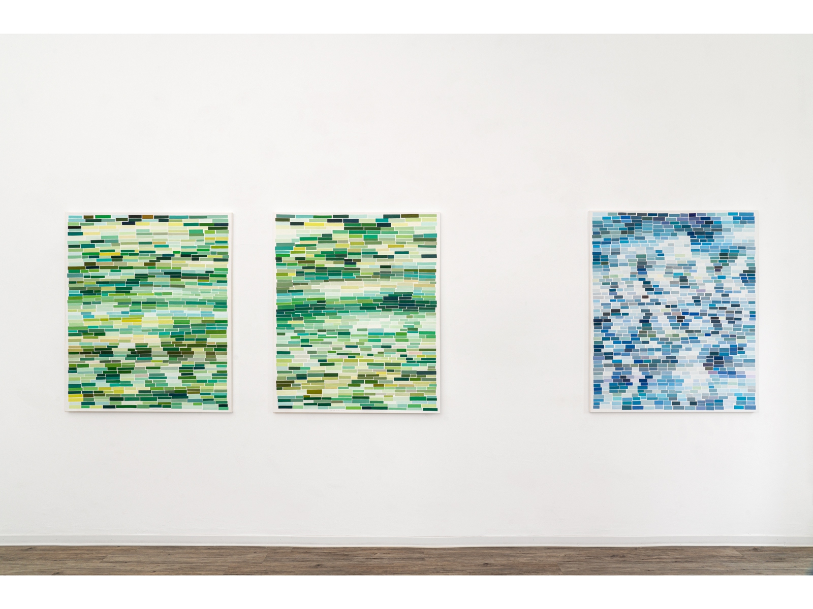Ines Hock, VIEW ELBE, LB 2016 -2, LB 2016 -1, Öl auf Leinwand, 120 x 100 cm, INTO the SEA, LB 2017 -3, Öl auf Leinwand, 120 x 100 cm, Stadtmuseum Beckum, 2023