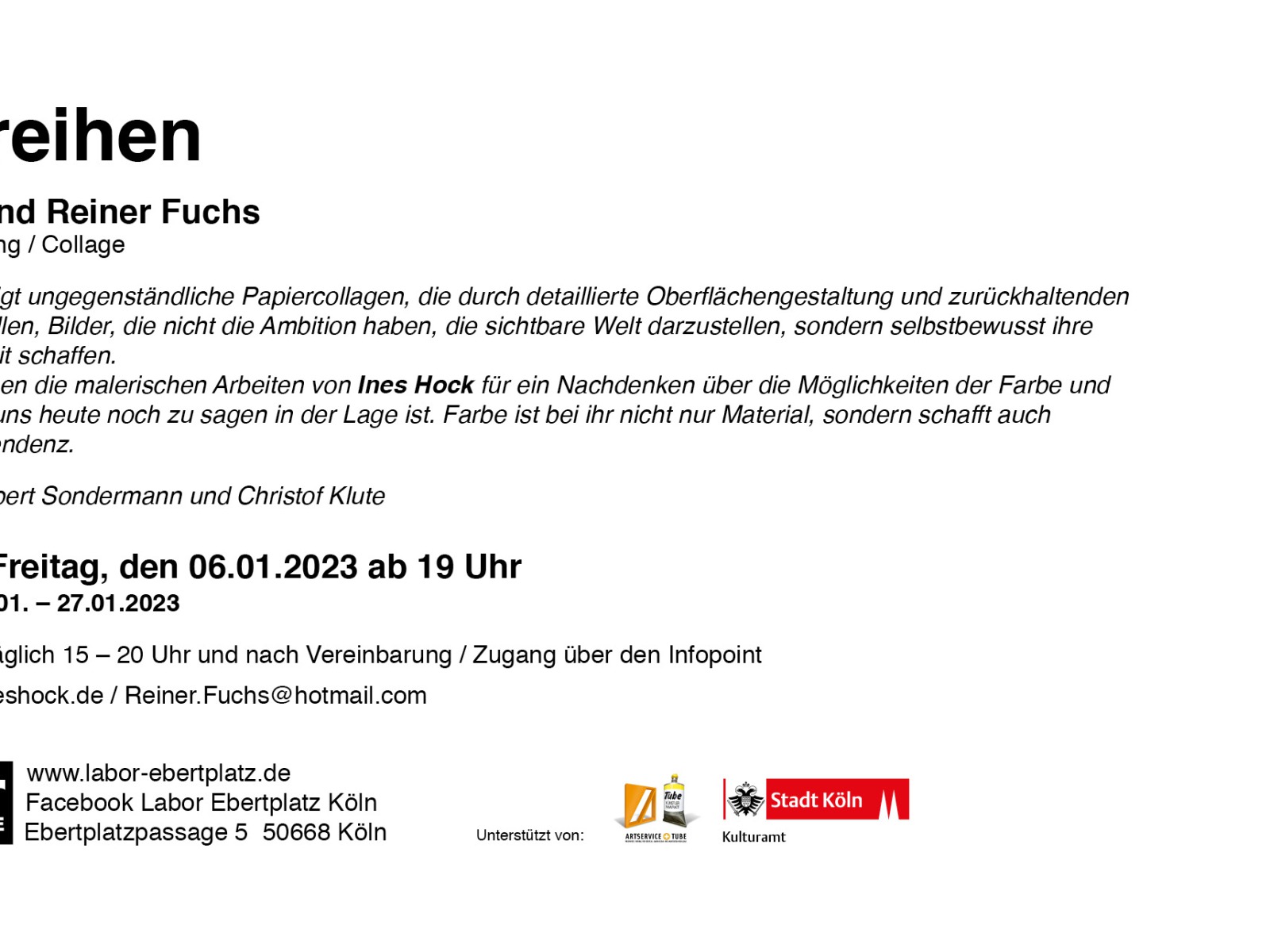 LABOR- Ausstellung Ines Hock und Reiner Fuchs.